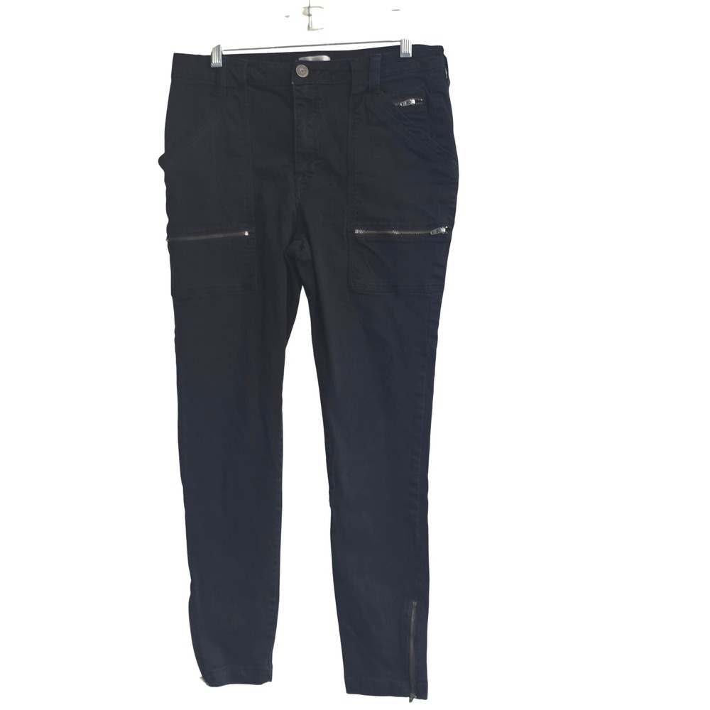 Joie Black Cargo Skinny Pants with Ankle Zippers and Multi Pockets Size 10/30